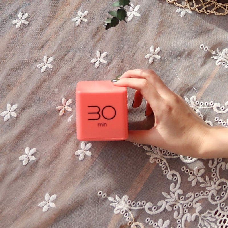 mooas Cube Timer (Coral), Timers Cube Flip Block Timers Productivity Gravity Sensor Time Management for Kids ADHD Classroom Kitchen Desk Workout Cooking Study 10, 30, 50, 60 min Timer Setting - Image 3